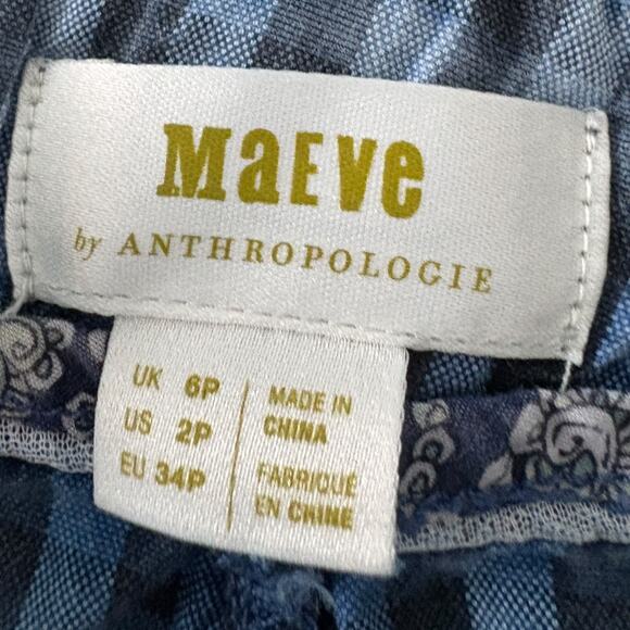 Maeve Anthropologie Pants 2 Granola Check Indie Bleached Cropped Casual Boho - Picture 3 of 8